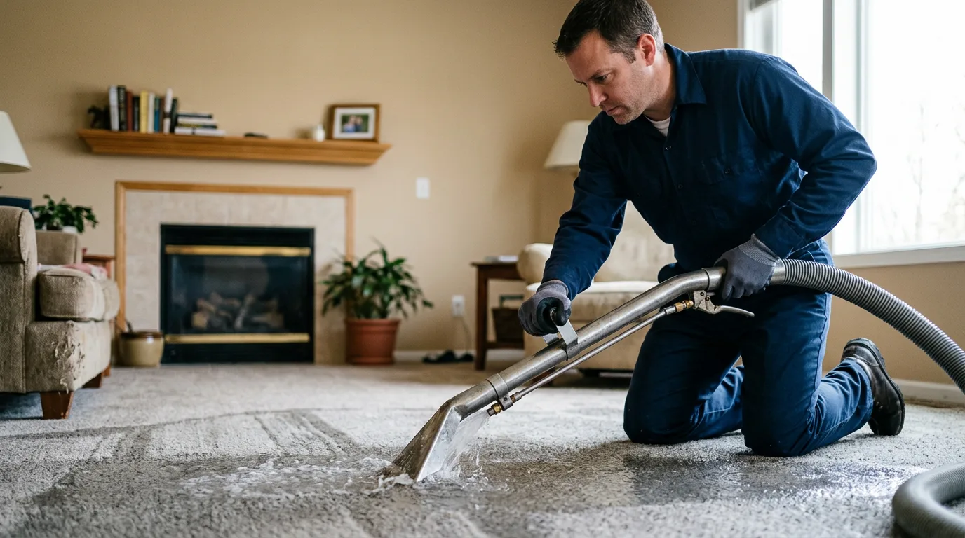 Water damage restoration technician working near Bay City, MI